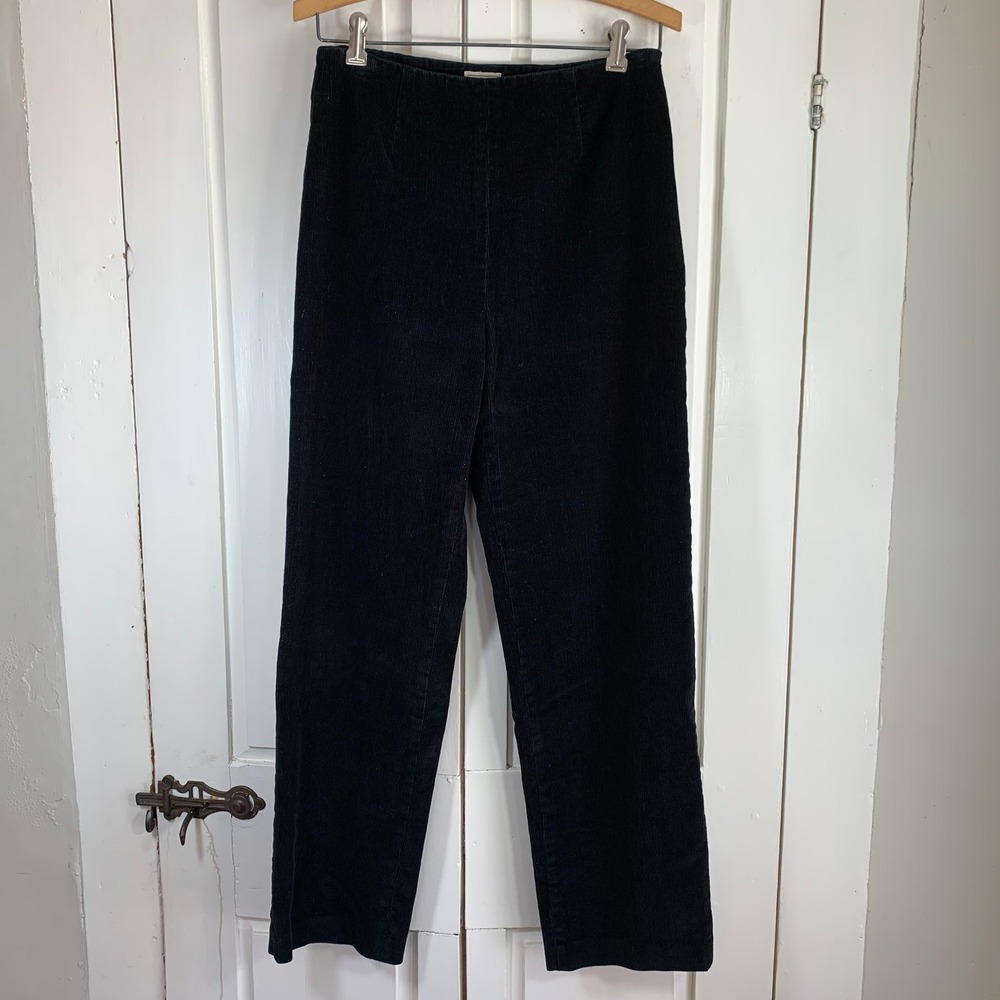 LLBean Black Corduroy Pants Womens 8 Regular Straight Leg Casual Comfort Retro